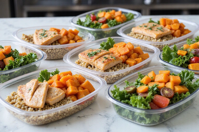 Variety of healthy meal prep containers